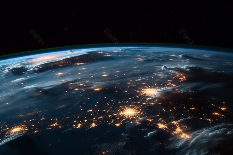 在宇宙里太空观看星球夜晚照明景色,高清,摄影图,摄影图片,图片大全,摄影图免费下载